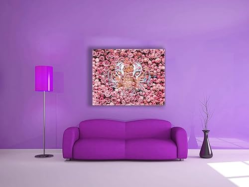 Miniatura 2 de Lienzo impreso con diseño de tigre en rosas (32 x 24 x 1.25 pulgadas)