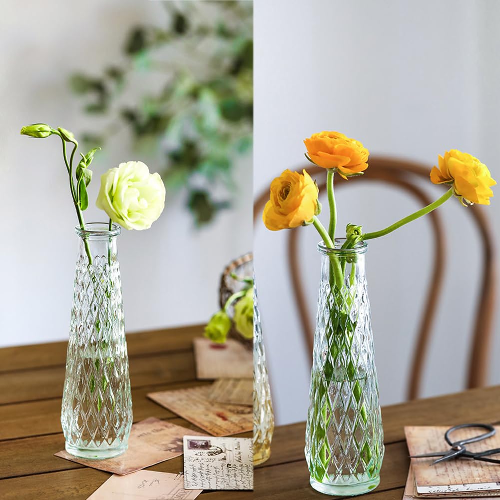Amazon.com: 22cm Tall Transparent Glass Retro Diamond Design Bud