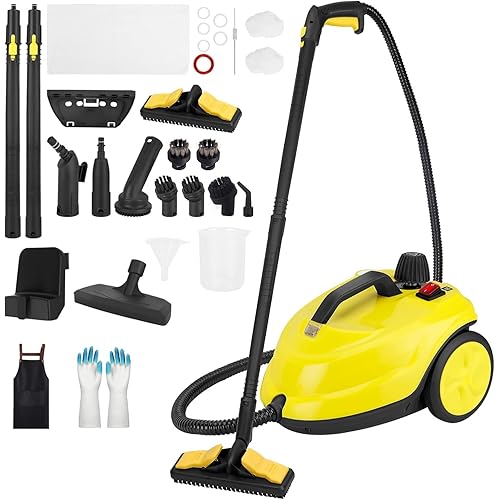 Steam Cleaner, 2000W Portable Household Steamer, 20 Accessories Included Multipurpose Steam Cleaner for Floors, Appliances,Kitchen,Playground,Car (Yellow)
