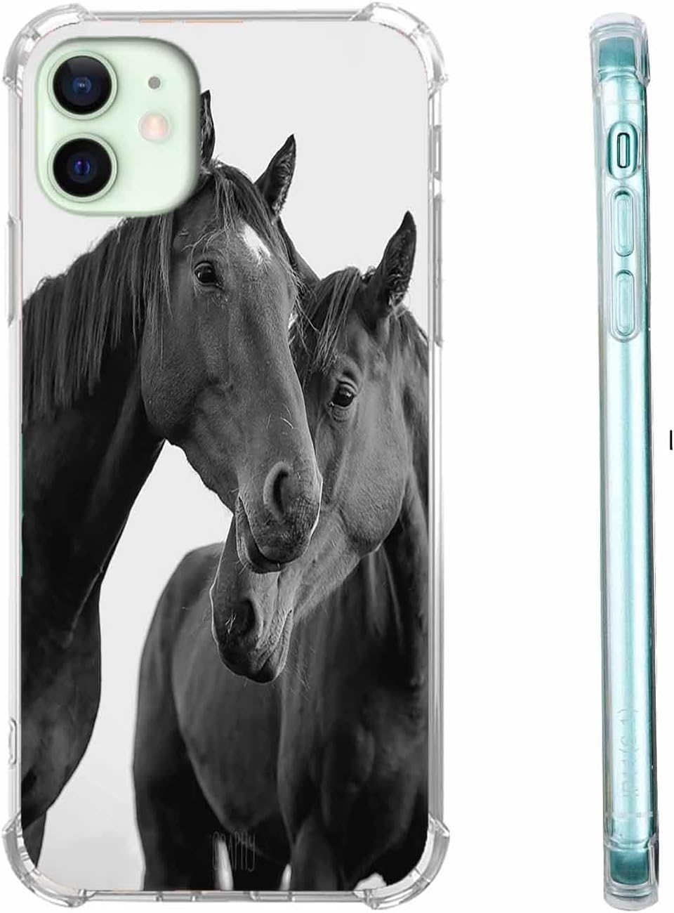 Horse Lovers Phone Case Compatible with iPhone 12,Aesthetic Cute Animals Pattern,Soft TPU Bumper Case for iPhone 12
