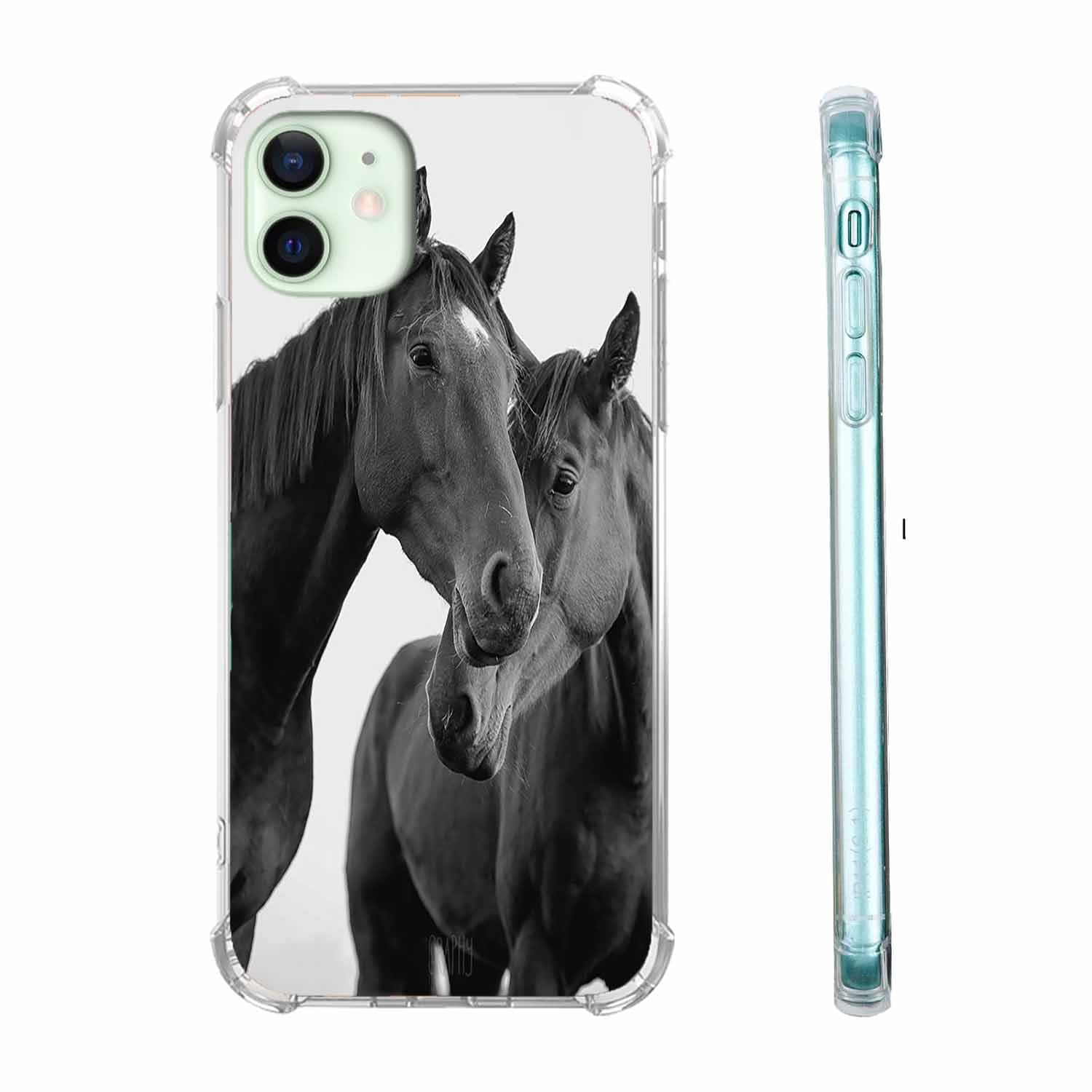Coque iPhone 12 cheval antichoc pour éviter les rayures