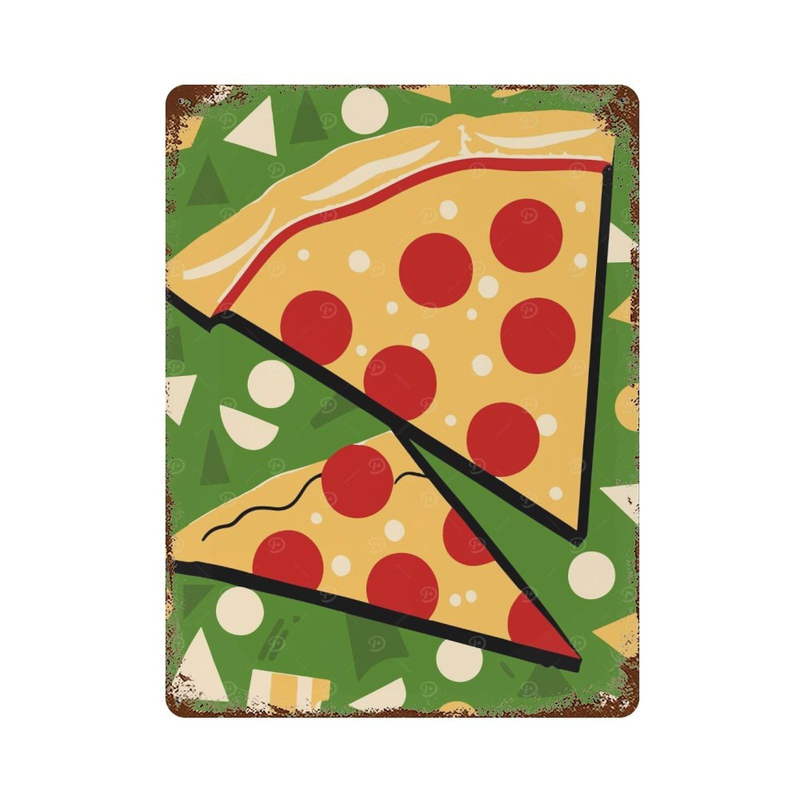 Garage Style Minimal Pizza Decorative Tin Sign 15.7"x11.8", Farmhouse Wall Decor for Bar And Workshop