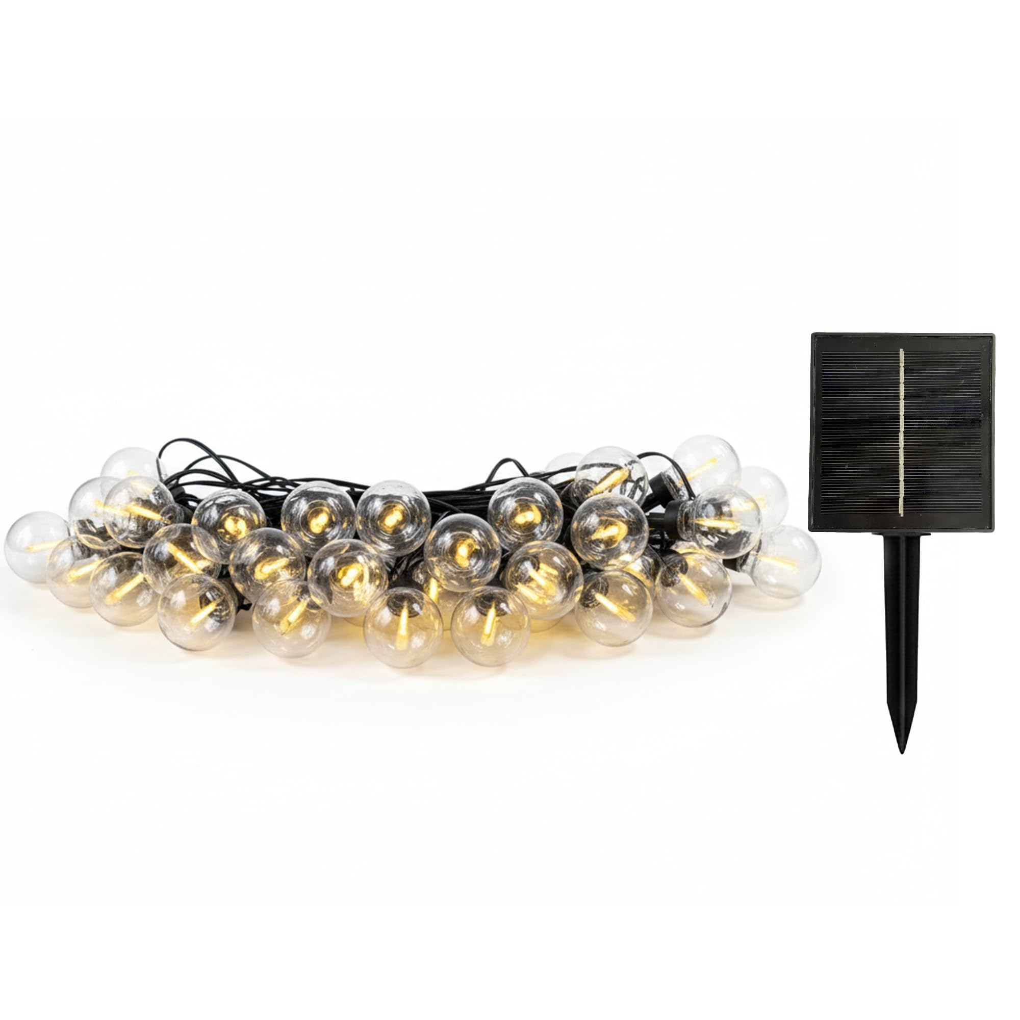 BESTY LIGHT Solar-Lichterkette mit 25 LED-Leuchtmitteln, warmweiß, dimmbar, 20 m