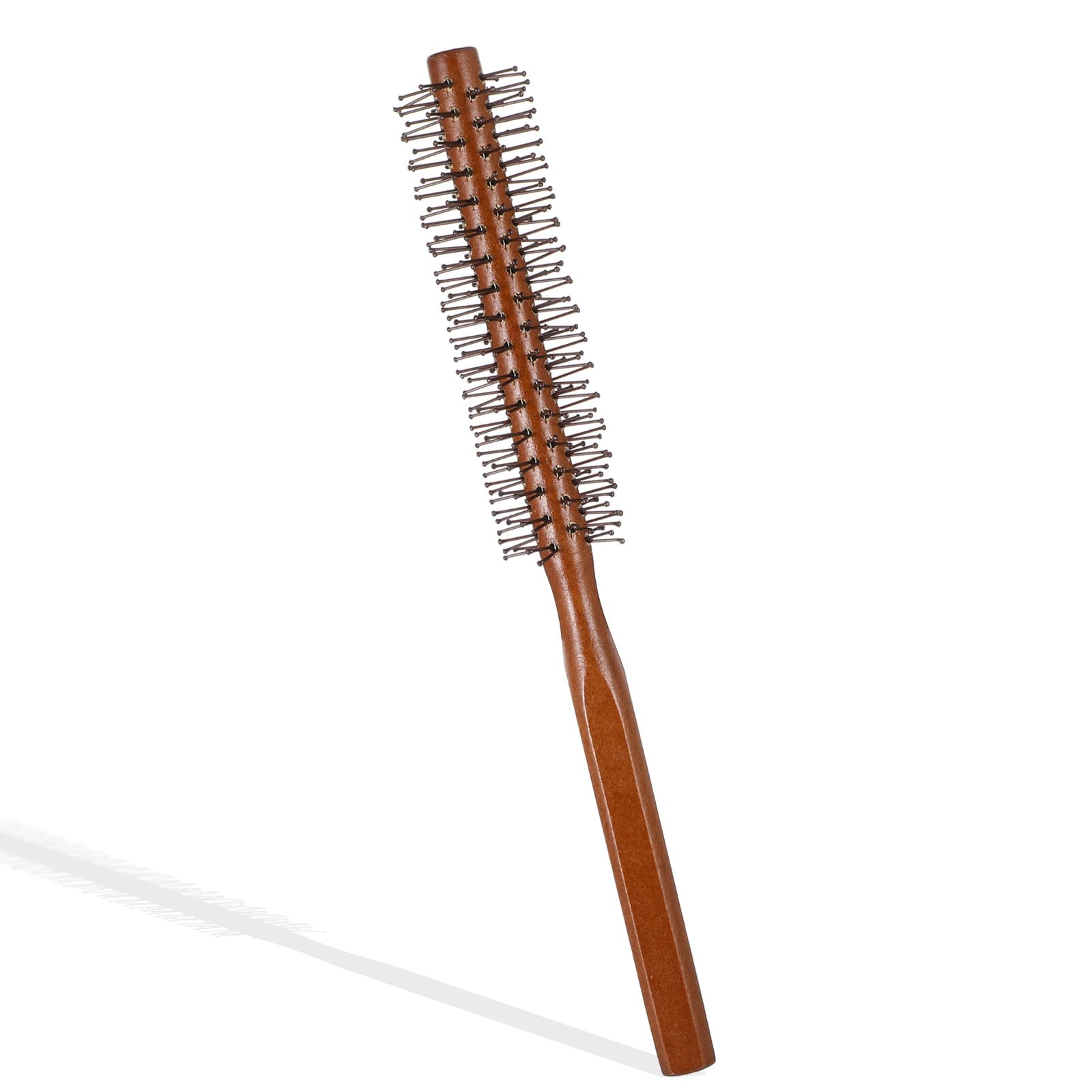 Small Round Brush for Blow Drying, Roller Curling Brushes, Wooden Small Rounds Brush, Quiff Roller Brushes, Portable Circular Hairbrush for Women and Men (8.5 Inch)