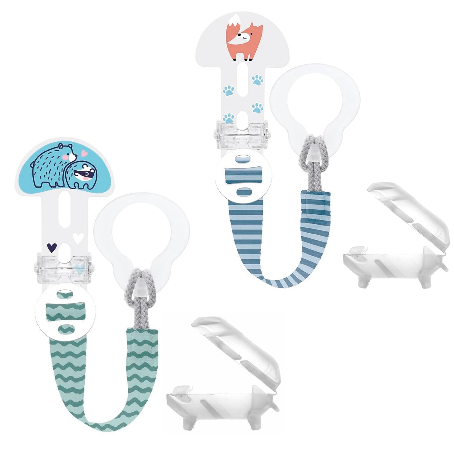 MAM Clip it ! Fashion & Cover - Catenella portaciuccio con tettarella // Set da 2 pezzi // lunghezza regolabile, lavabile