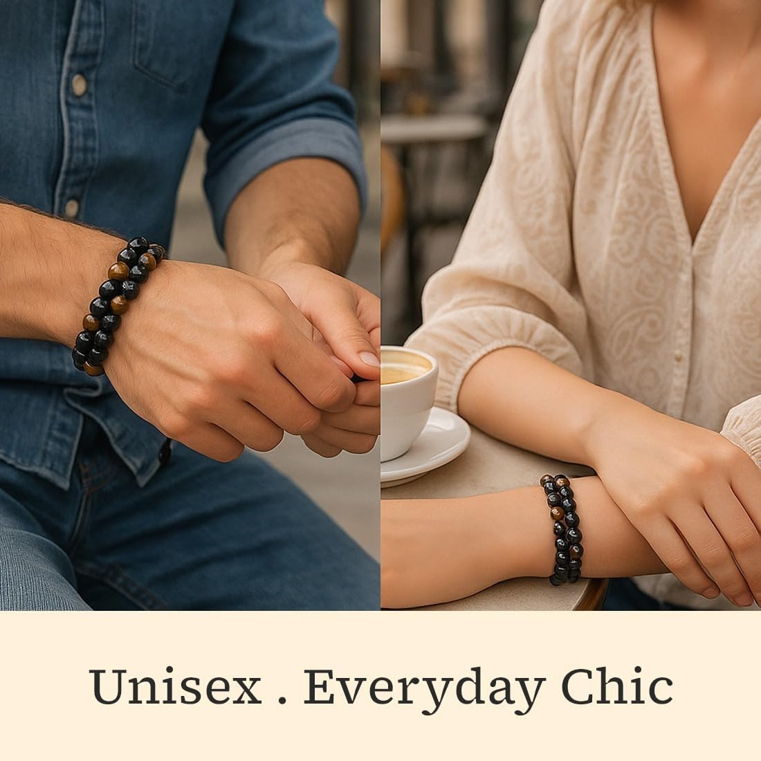 Triple Protection Bracelet I Natural Tiger Eye, Black Obsidian & Hematite Healing Crystal I 8mm Adjustable Gemstone Beads for Men & Women I - Image 7