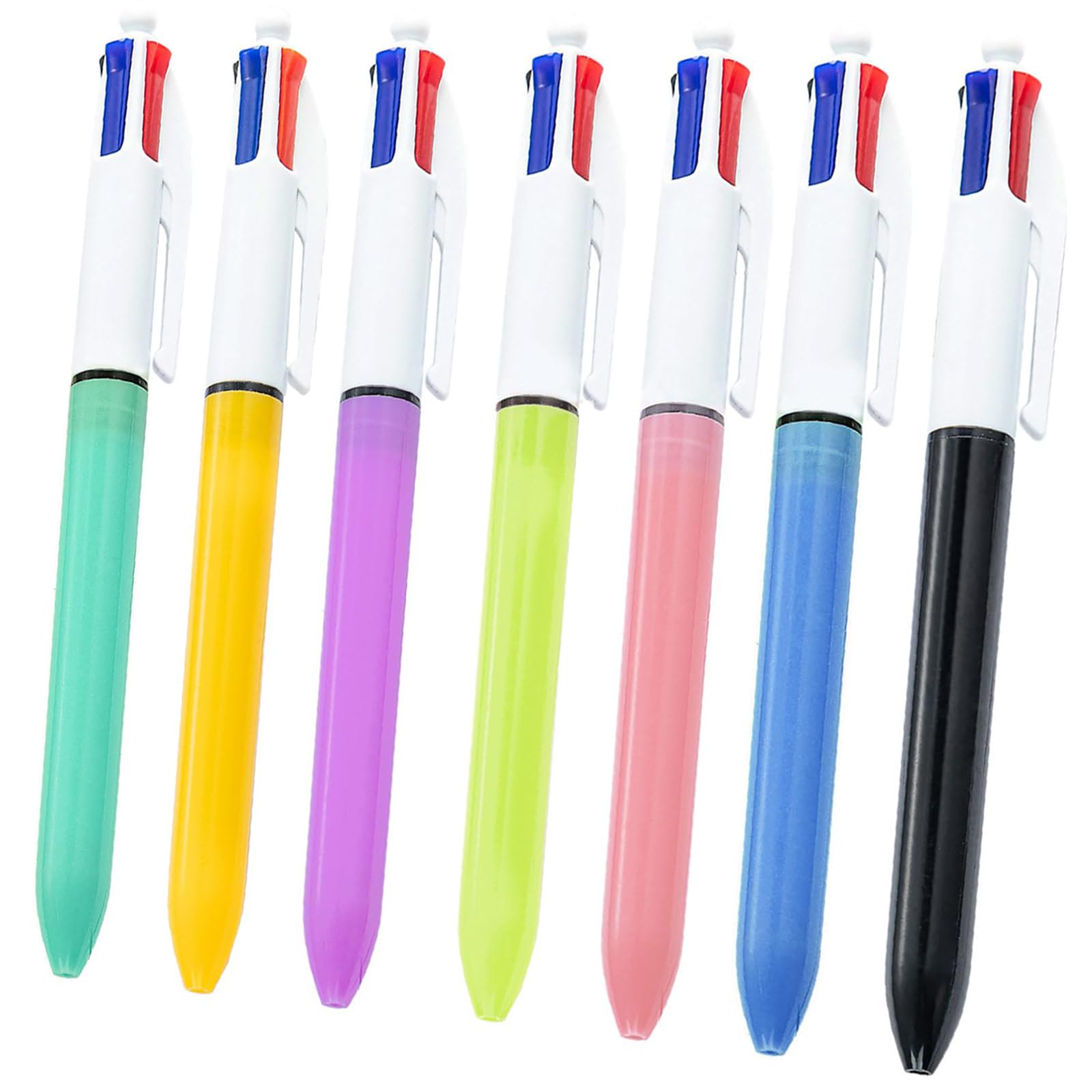 7 Pcs 4-in-1 Retractable Ballpoint Pens, Multicoloured Pens All In One,Medium 1.0mm, Black, Red, Blue and Green