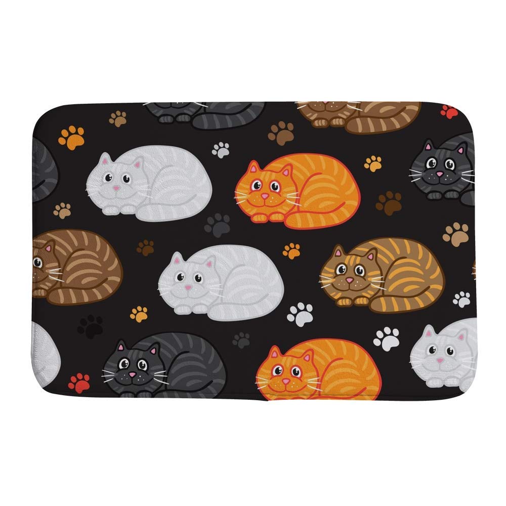 Tapis de bain antidérapant et lavable en machine motif chat 91x61cm
