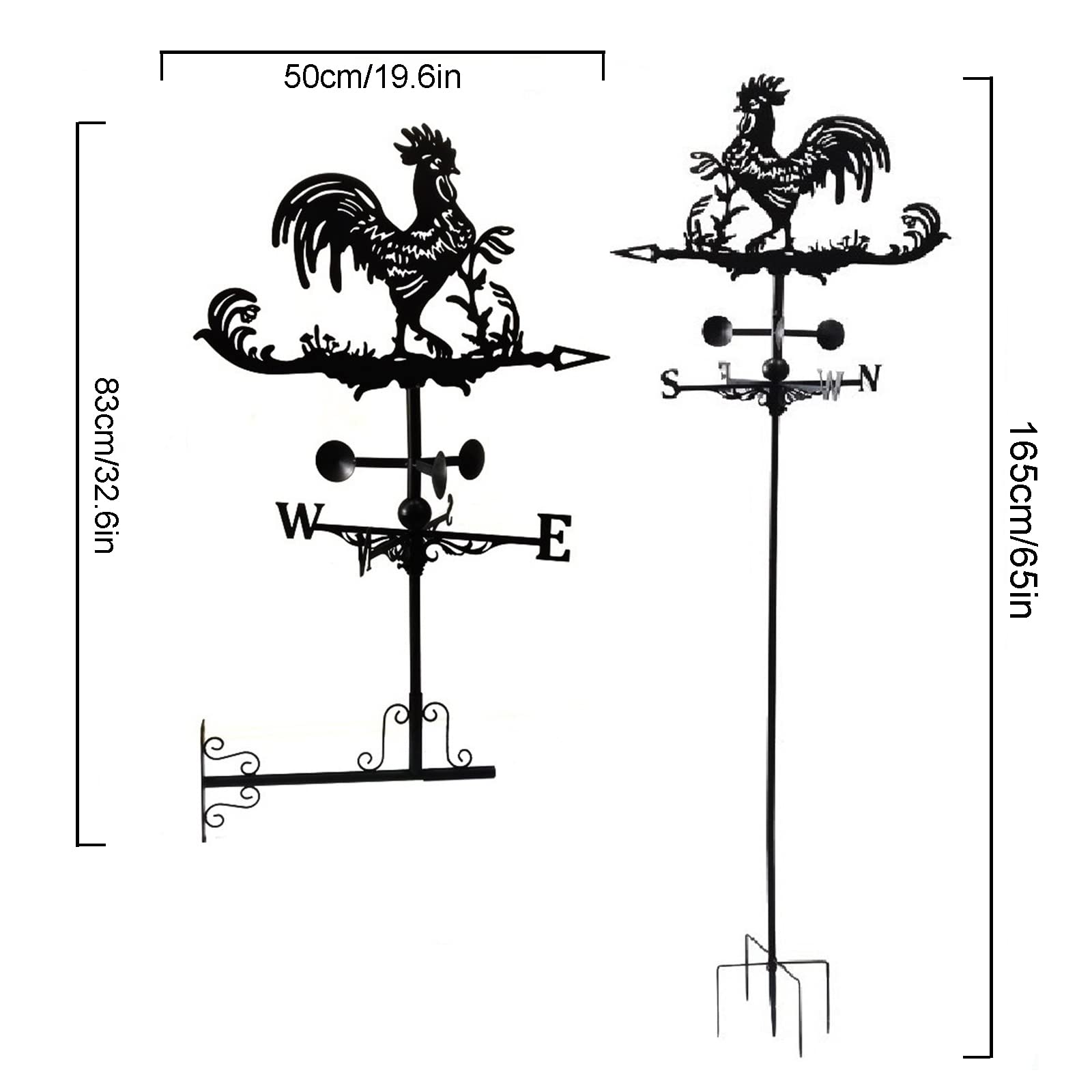 Girouette en métal avec Coq Animal - Décorations créatives de Poussin - Indicateur de Direction du Vent pour l'extérieur, la Ferme, la Cour, Le Jardin, Le pavillon