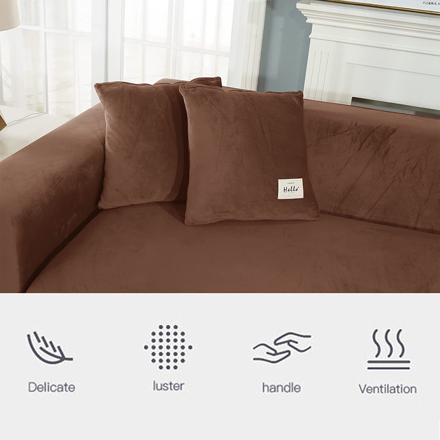 uyeoco Samt Sofabezug L-Form Couchbezug Weich 1 Stück Elastische Lounge-Sessel Sofahusse waschbare Katzen Hunden Möbelschutz (Color : I, Size : 190-230cm)