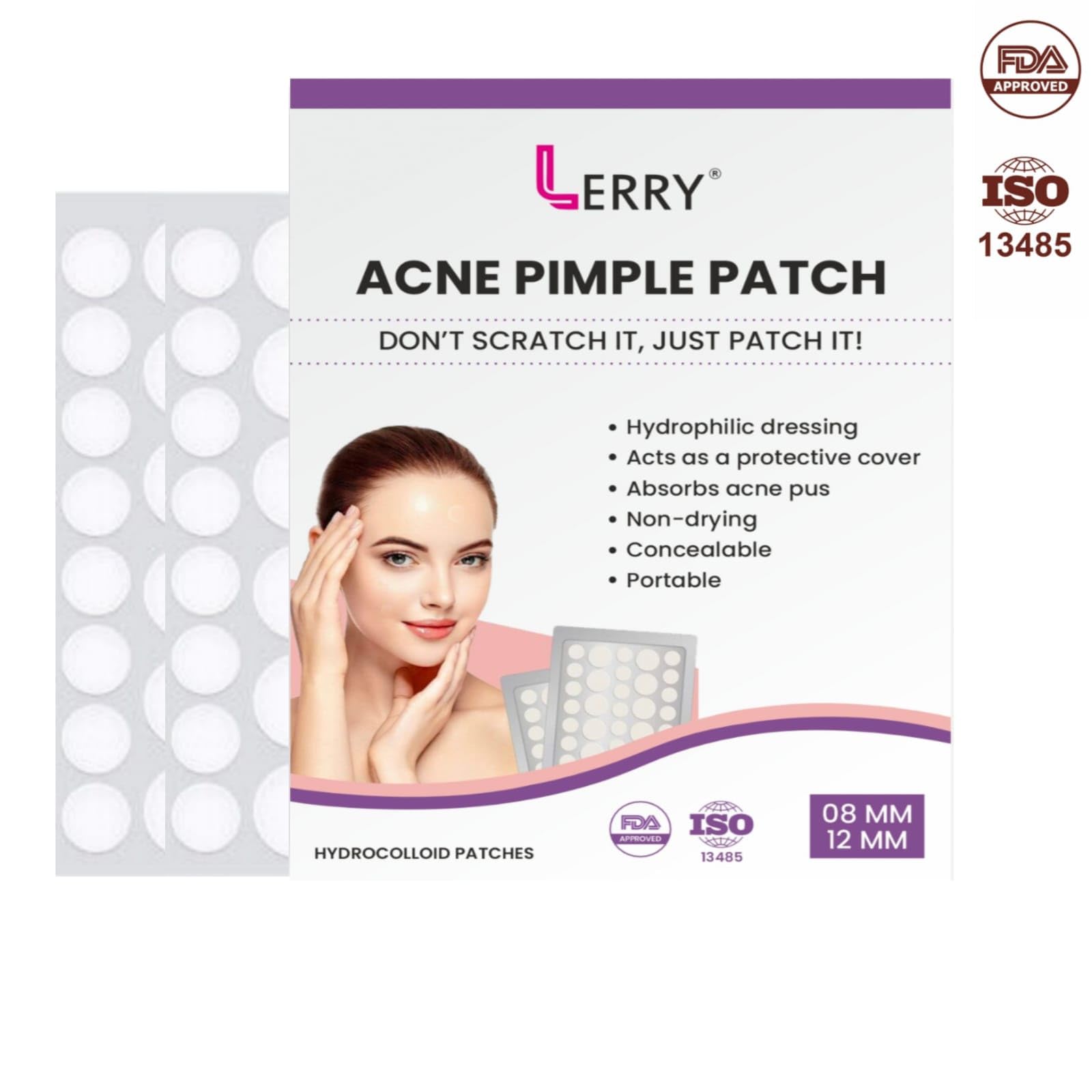 Spera Hydrocolloid Acne Pimple Patch - Invisible, Blemish, Hydrocolloid, Skin Treatment, Two Sizes (36 Patches-8MM And 12MM) Roller Deep Tissue Massager Set
