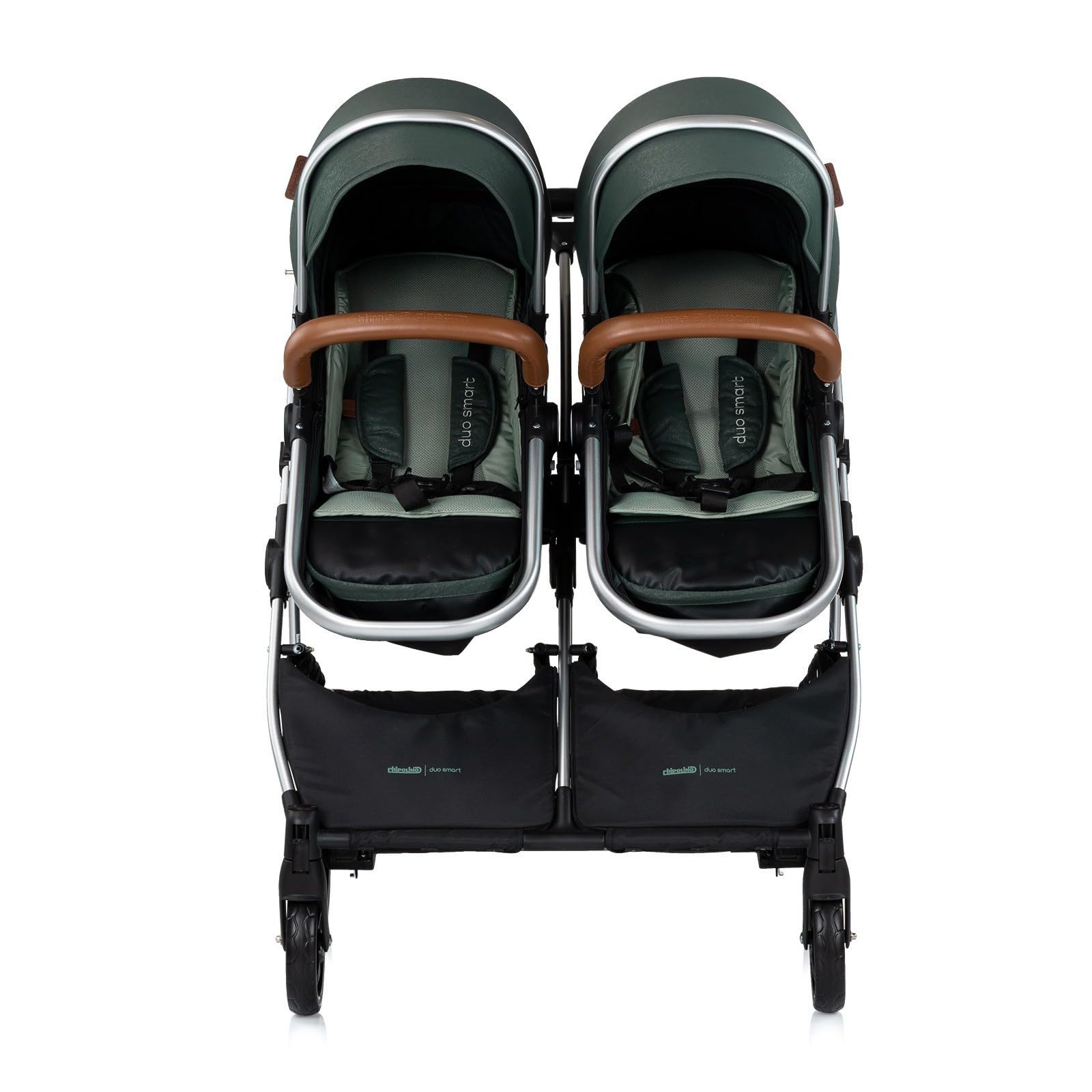 DUO SMART - Cochecito gemelos o niños juntos, ancho 79 cm, color verde sin acogedor