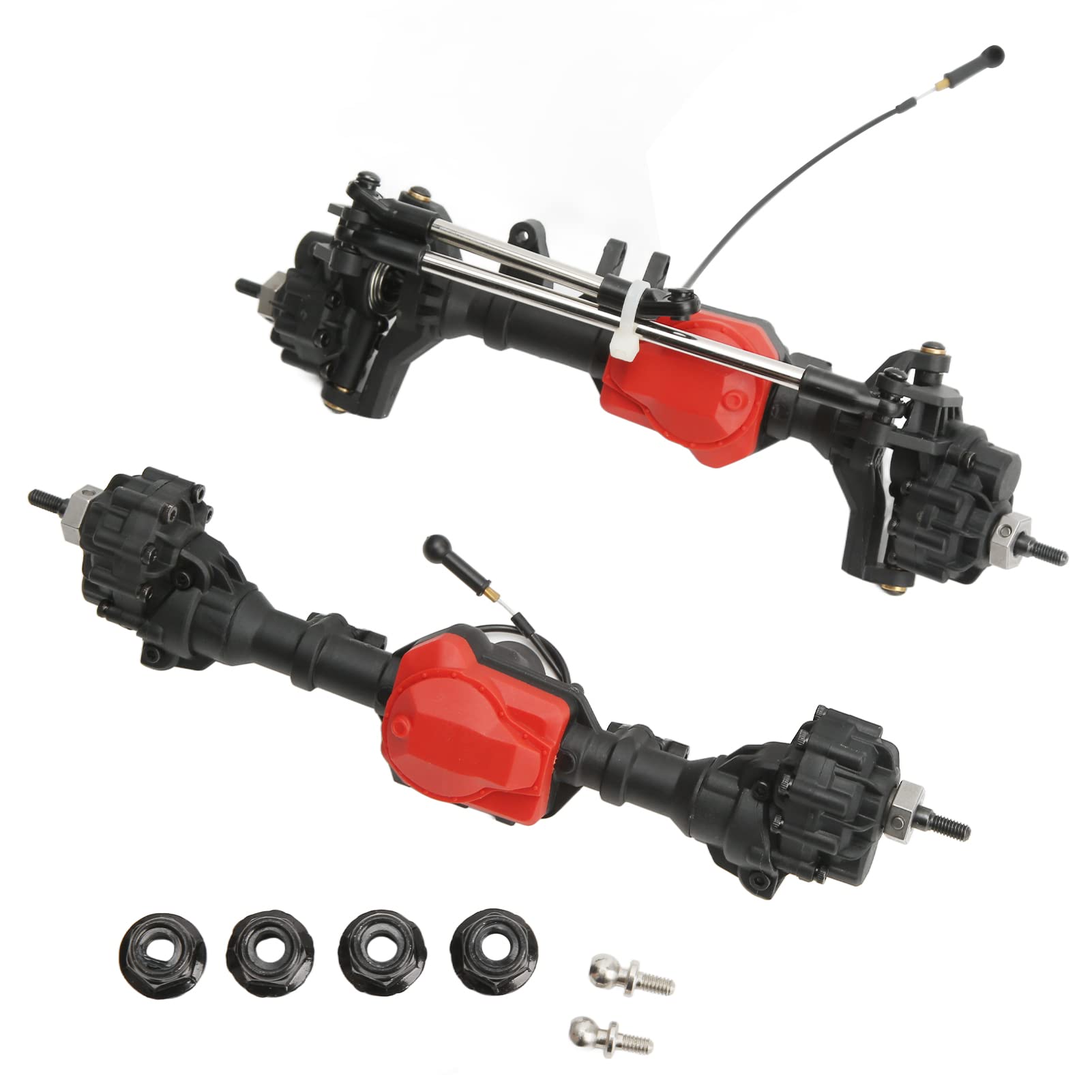RiToEasysports 2PCS RC Portal Osi, Zdalne Sterowanie Pojazdem Portal Portal Oś Przednia Tylna oś z 45 ° Kąt Kierownicy dla Samochodu 1:10 RC