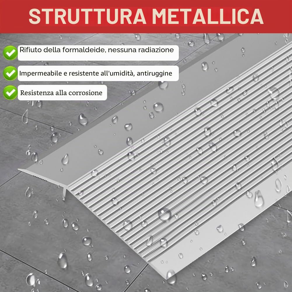 Listello di transizione in alluminio,100 x 900 mm Profilo di transizione Profilo di compensazione dell'altezza,Binario di transizione per soglie,pavimenti compositi,compensazione dell'altezza 8-40 mm