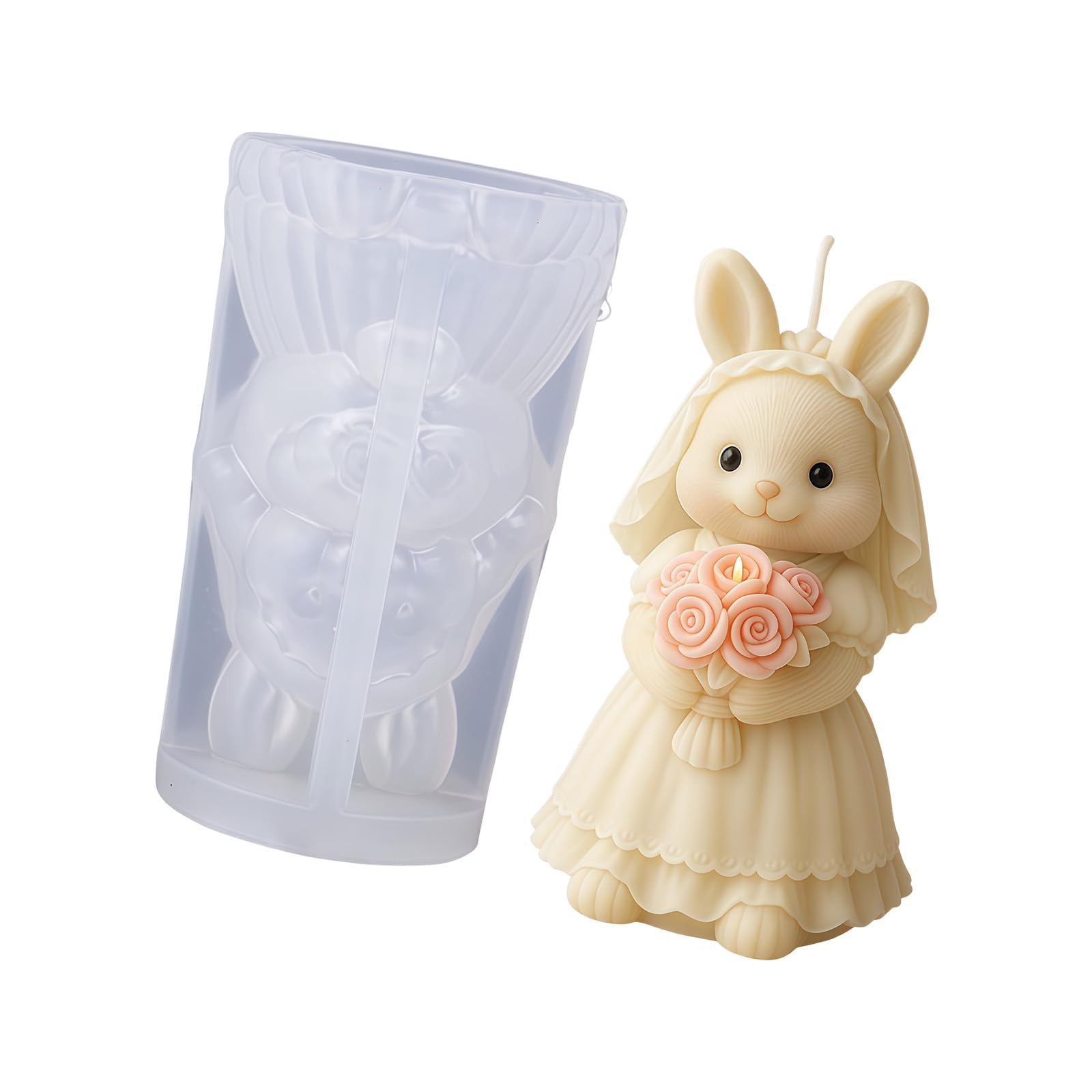 BWANGIAO Bridal Hare Silicone Candle for Resin Casting Making Candle Soap Candy Chocolate Cake Baking Wedding Decorations