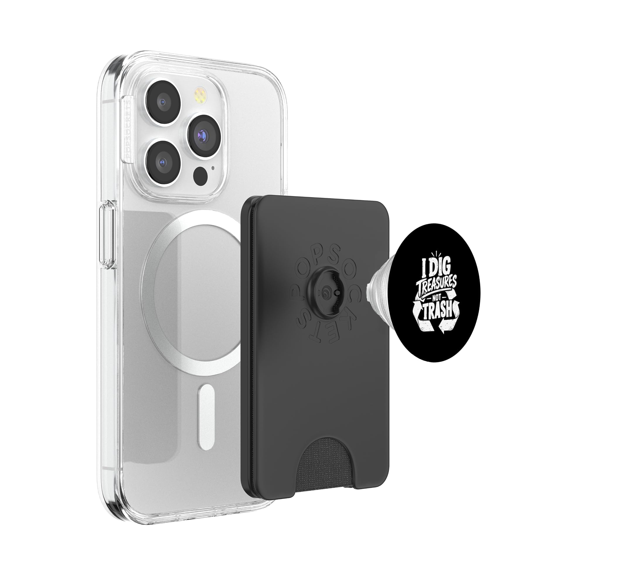I Dig Treasures not Trash Upcycling Thrift Flip PopSockets PopWallet für MagSafe