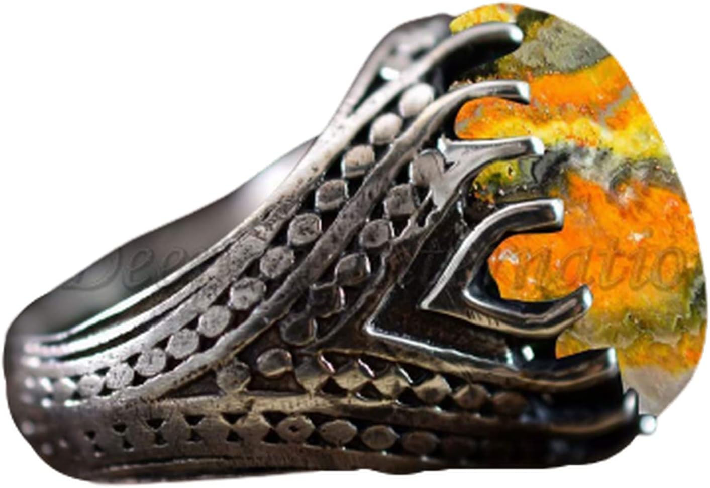 Bumble Bee Ring, 925 Sterling Silver Ring, Oval Cab, Men's Arabic Jewelry, Thanksgiving day, Promise day Ring For Him, Western Ring, Gift for Husband, Stunning Ring, Fancy Ring, Oxidized