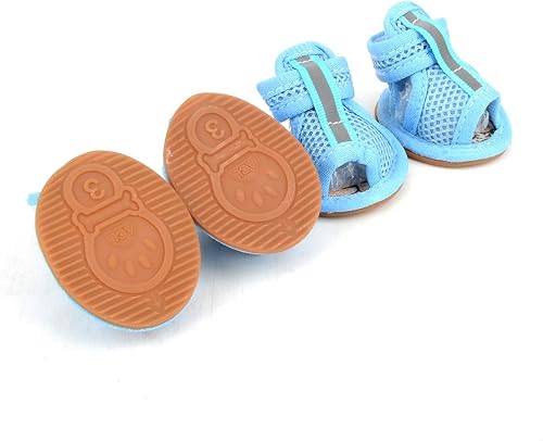 Miniatura 7 de Zunea Zapatos de verano para perros para pavimento caliente, sandalias de malla transpirable para cachorros, protectores antideslizantes para patas,