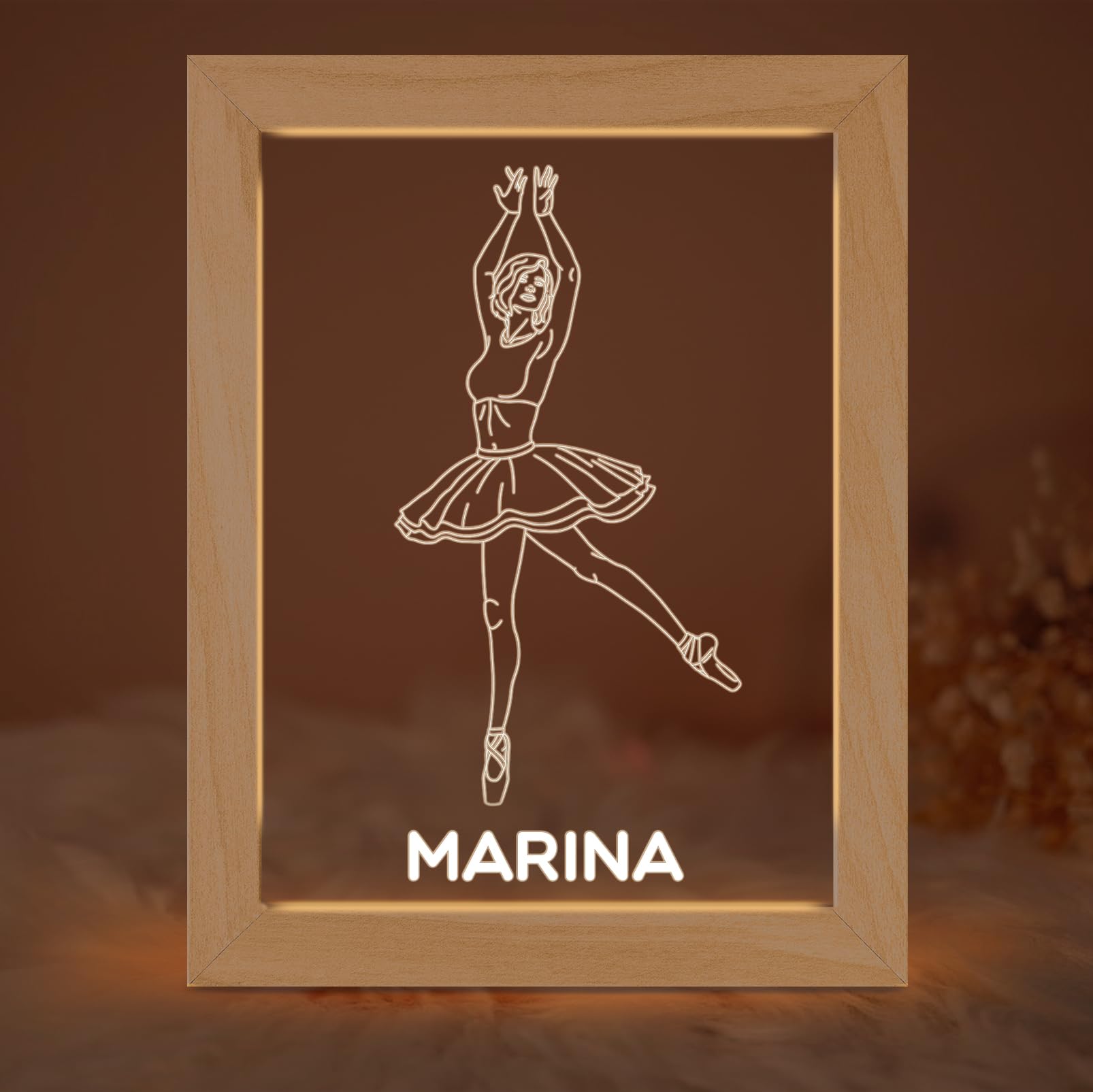 Transparent Gift Lámpara Personalizada Bailarina con Nombre. Luz LED Nocturna para Mesita de Noche. Decoración e Iluminación. Regalos Originales para Cumpleaños. Regalos Personalizados Adultos y Niños