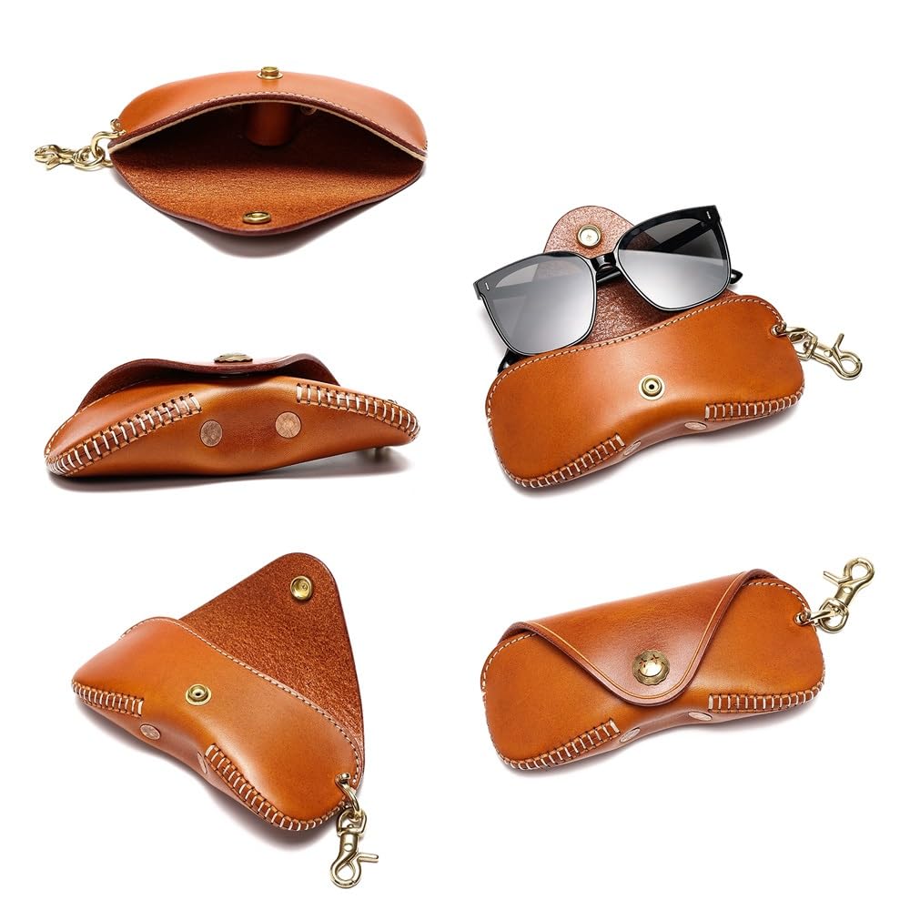 Minimalistyczne skórzane etui na okulary przeciwsłoneczne, skórzane etui na okulary w stylu retro - Etui na okulary Elastyczne etui na okulary przeciwsłoneczne Wąskie etui dla mężczyzn i kobiet (Grey