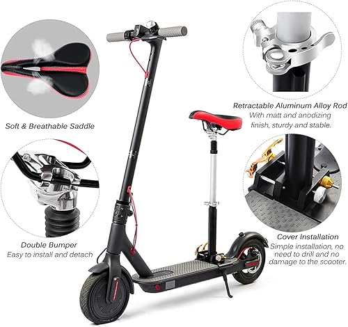 Asiento de scooter eléctrico apto para Xiaomi M365 / 1S / Lite/Pro, Aovopro ES80, Razor C25 Sillín de scooter eléctrico ajustable con función de