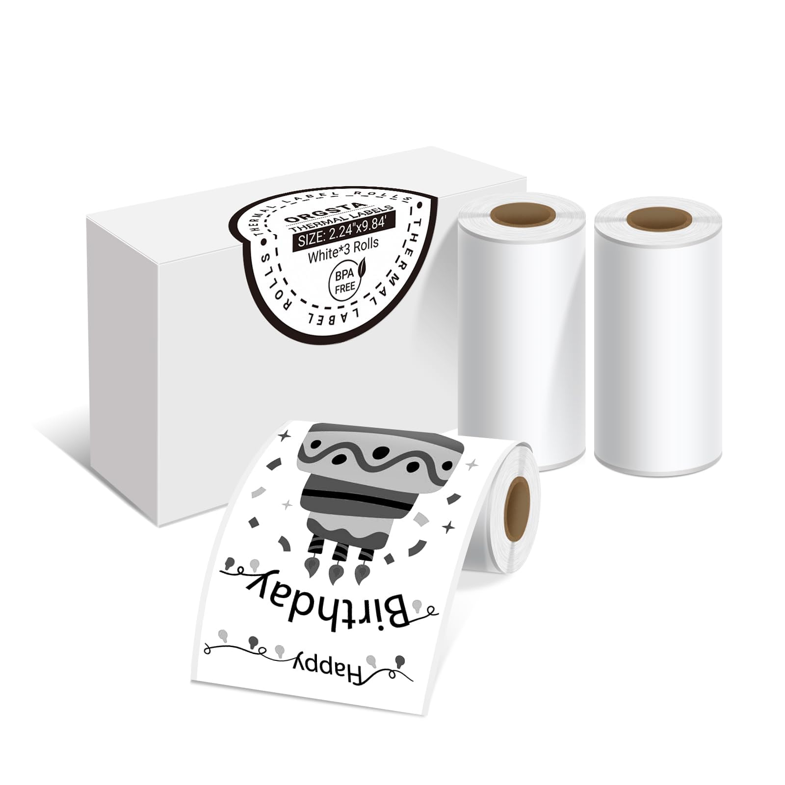 ORGSTA Etiquetas Termicas Autoadhesivas Texto Negro Sobre Papel Blanco 57mm x 3M, 3 Rollos para S002