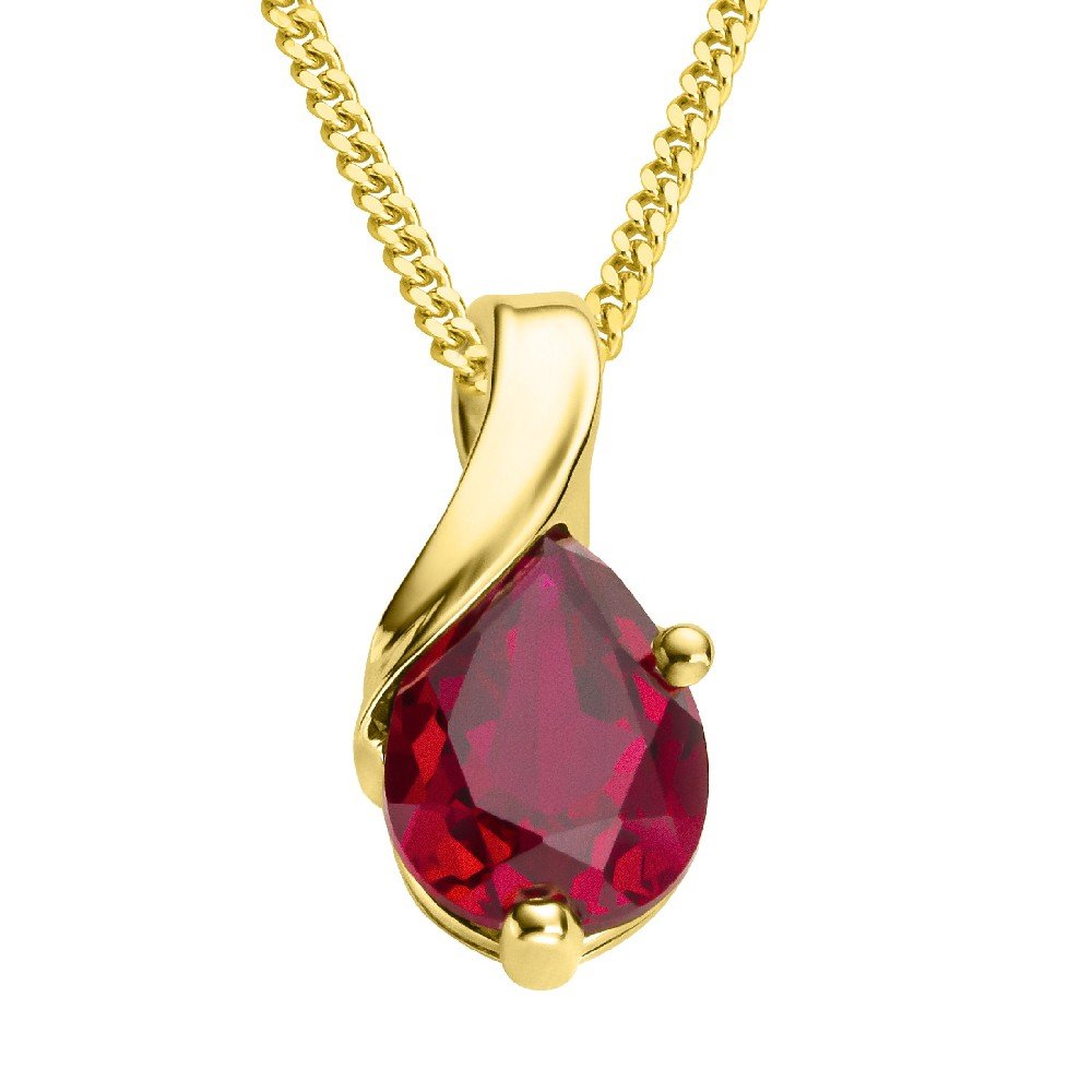 MIORE Collana da Donna 9 ct Oro bianco/giallo 375 con pendente piriforme
