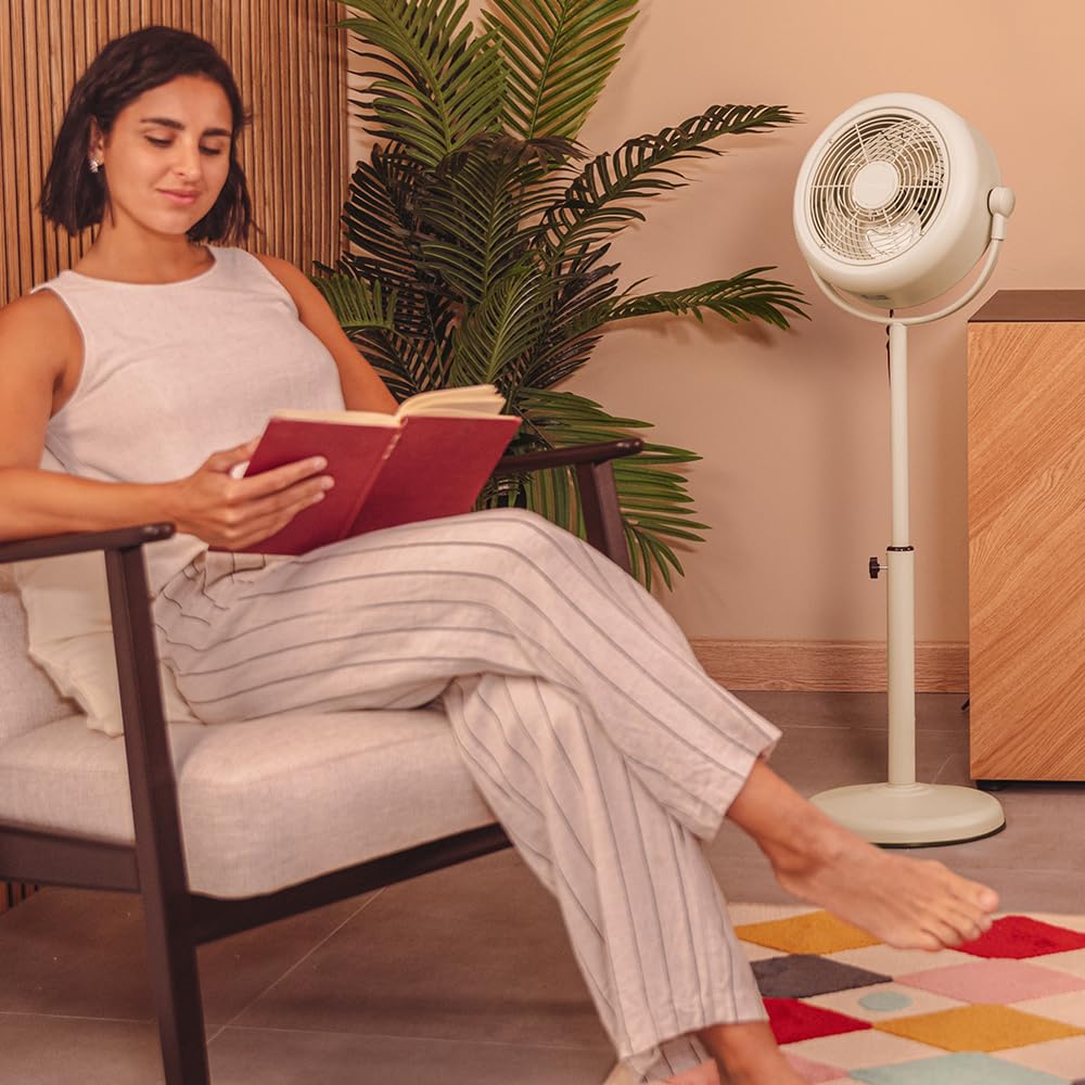 Cecotec - Standventilator EnergySilence 250 ClassicStyle Beige 25 W, 10 Zoll Durchmesser, 3 Aerodynamische Flügel, Verstellbare Neigung, 2 Geschwindigkeiten, Elegantes Design, Beige Farbe