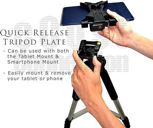 Miniatura 5 de Acuvar Trípode serie Pro de 57 pulgadas, soporte para tablet Acuvar y control remoto inalámbrico para iPad, iPad Air, iPad Mini, la mayoría de las