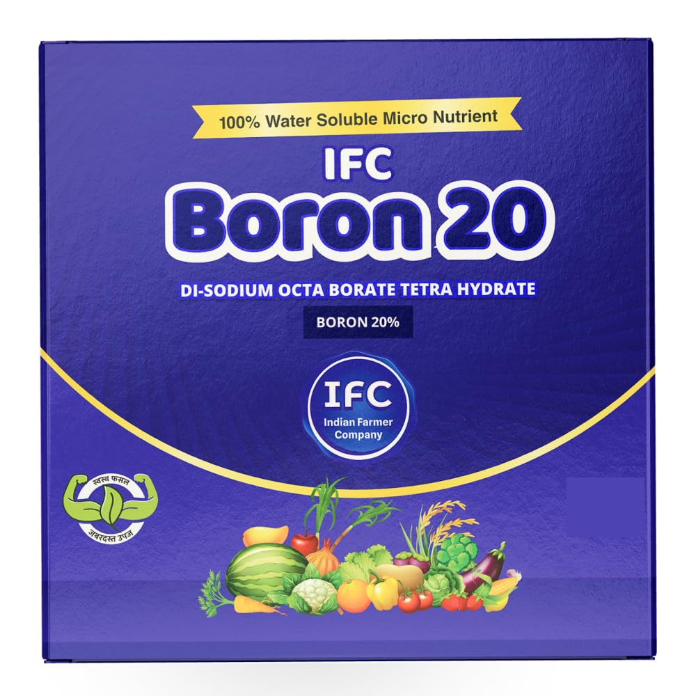 IFC Boron 20 Fertilizer Micronutrient Fertilizer for Plants | Water-Soluble for Foliar Spray & Drip Irrigation | Boosts Root, Flower & Fruit Yield (200gm x 2)