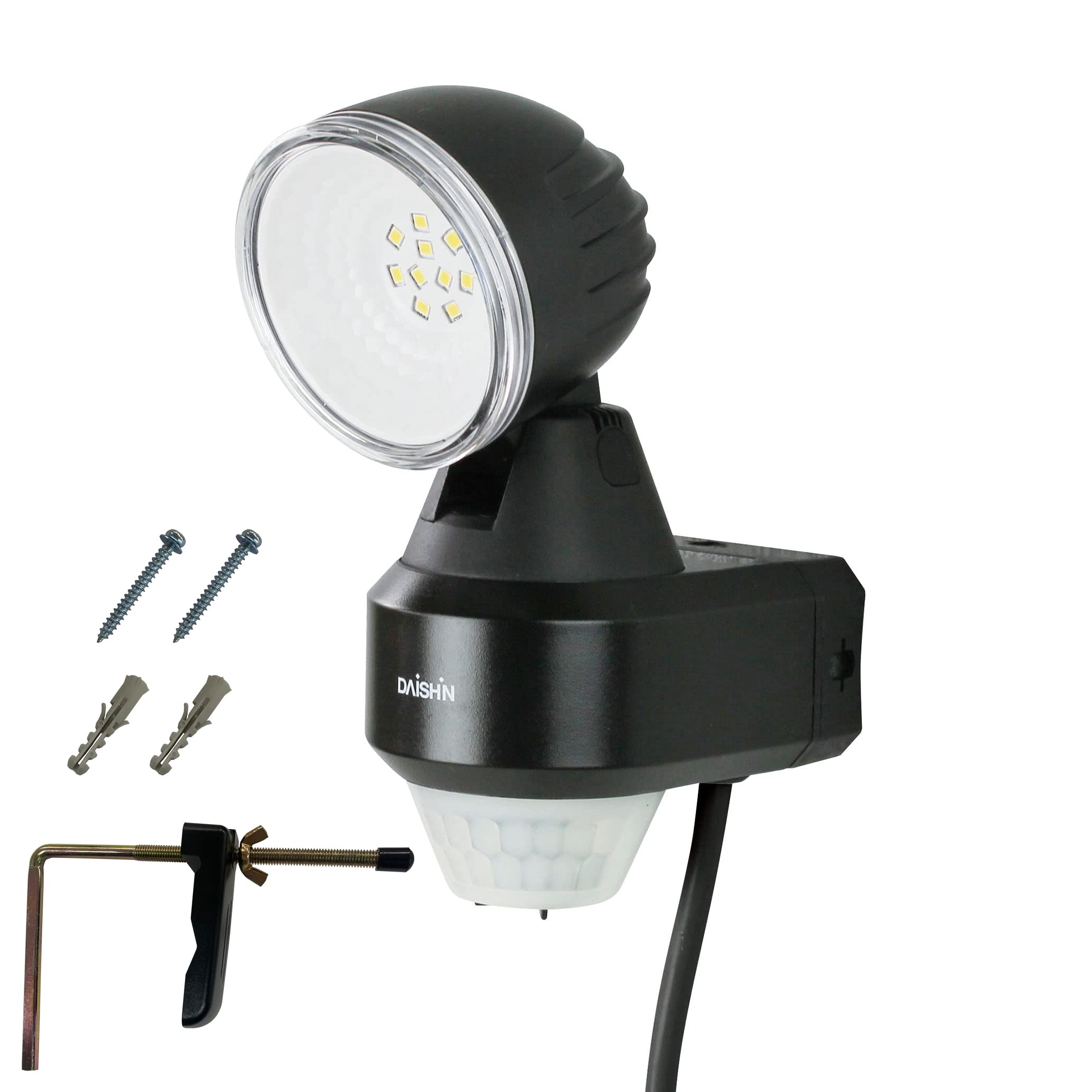 DAISHIN 大進 センサーライト 屋外 led コンセント 人感 防水 玄関 ベランダ 簡単 取り付け 防犯 DLA-N4T100 AC 100V 人感センサーライト 屋外 外 防犯ライト ガレージ 庭 玄関 高輝度 節電 広範囲 投光器 防雨