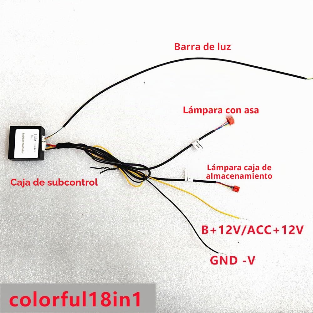 Luces ambientales interiores del coche, 6 en 1, 18 en 1, 22 en 1, tira de fibra óptica acrílica LED, modos universales de decoración con ritmo de sincronización de música, control de aplicación