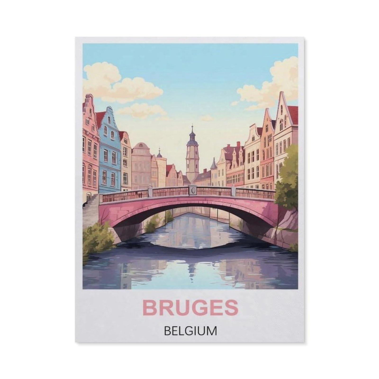 BEAYODKP Diamond Painting Kits for Adults and Kids，Bruges Belgium Vintage Travel Posters，Full Drill Round Rhinestone Paint with Diamonds（50 x 60 cm/19.68 x 23.62 inches）-BW12