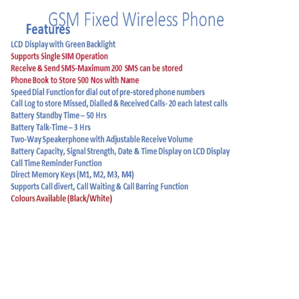 Beetel F1K GSM Fixed Cordless Phone, Support Quad band 2G,LCD Display,Speed Dial,Two way Speaker phone & Adjustable Volume,Supports Hotline Function,Alarm,4 Direct Memory Keys,Basic Calculator (Black) — Amazon image 4