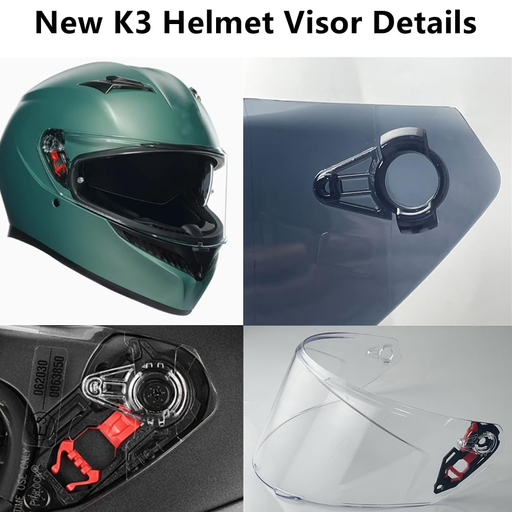 ZQIYDYP New K3 Helmet Visor Replacements,UV Protection Helmet Shield Visor Windshield Compatible with AGV K3 DOT(E2206) Helmets,2023 Model(Silver)
