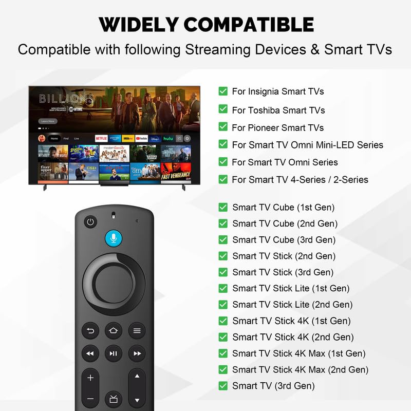 Image of Replacement Voice Remote for All FireSeries TV Stick, Compatible with Fire Insignia TVs Stick (2nd /3rd Gen) /4K /4K Max /Lite, for Smart TV 3rd Gen and TVs Cube