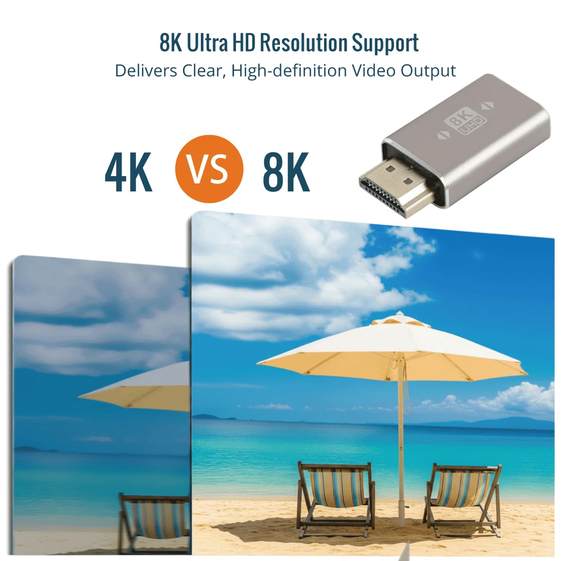Tecmojo Adaptador HDMI 8K, adaptador de extensión HDMI 2.1 macho a hembra, compatible con 8K a 60Hz / 4K a 120Hz para laptop, PC, monitor, proyector, Roku TV, 1 paquete