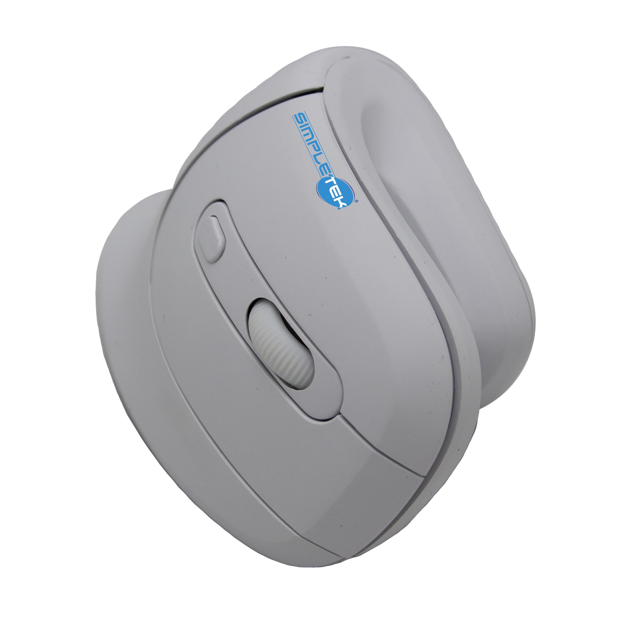 SIMPLETEK - Mouse Verticale Ergonomico Wireless - Senza Fili 2.4GHz - DPI Regolabile fino a 3200-6 Pulsanti - Design Bianco - Ricevitore USB Incluso