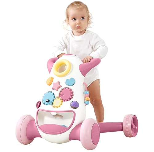 KÜB Andador interactivo para bebés y niños pequeños, luces musicales educativas y actividades, ruedas de velocidad ajustables, seguro y estable,