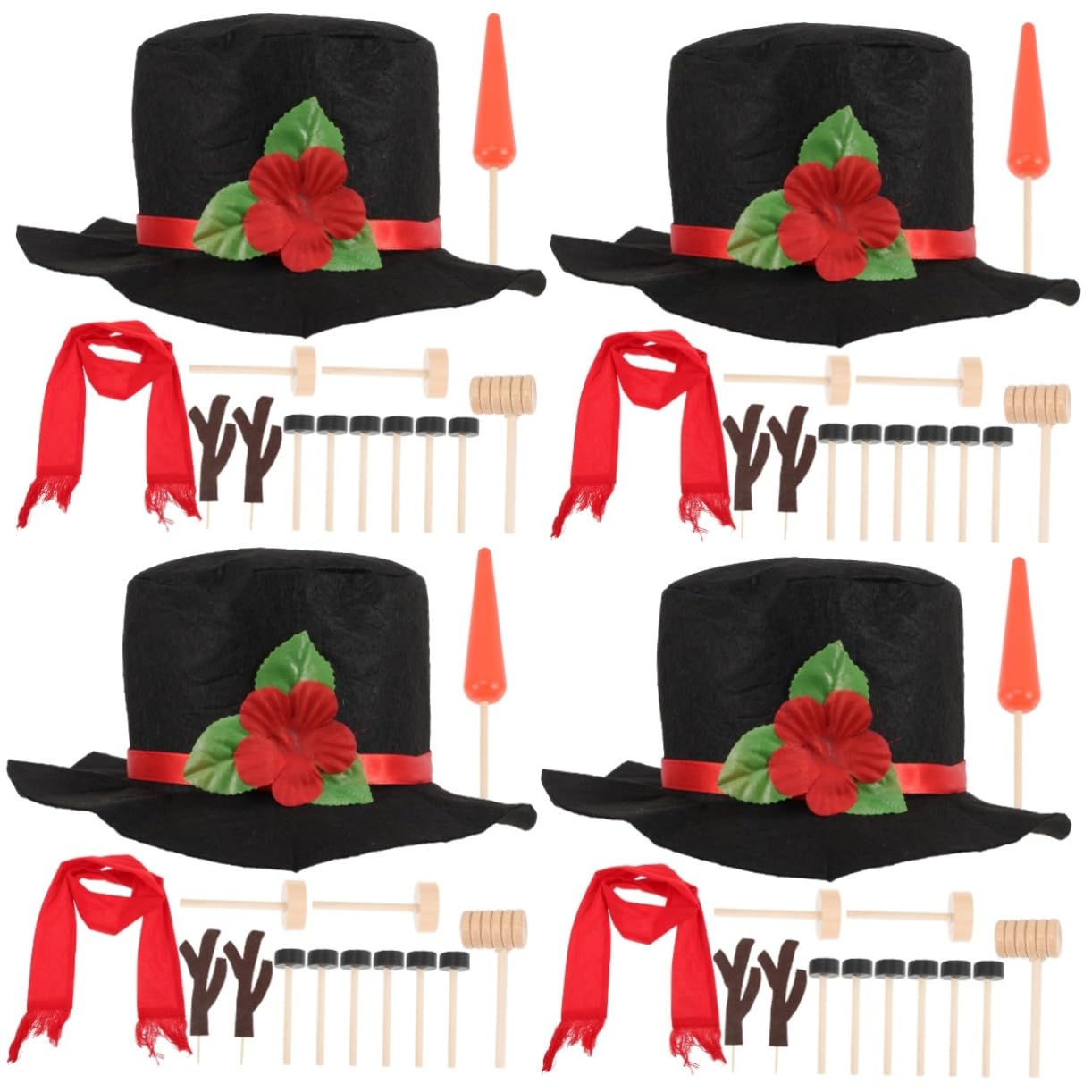 PRETYZOOM 4 Sets Schneemann Anziehset DIY Schneemann Anziehset DIY Schneemann Dekorationsset Für Schneemann DIY Zubehör Weihnachts Schneemann Dekorationen DIY Weihnachts Schneemann