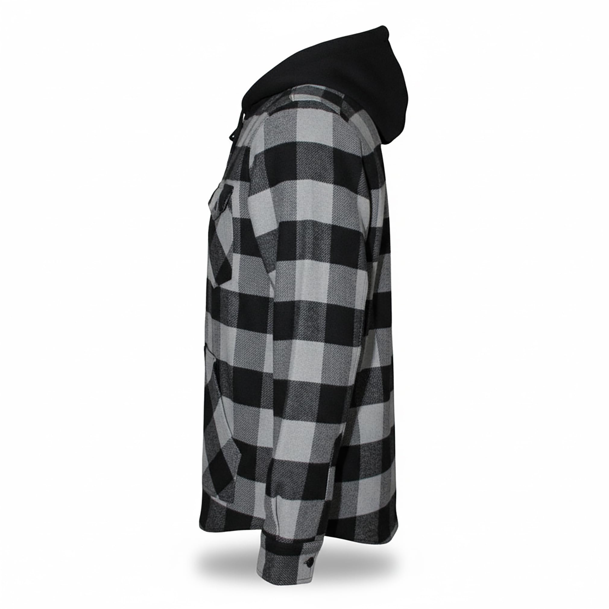 ROCK-IT Apparel Hombre Camisa de Franela de Manga Larga a Cuadros con Capucha I Camisa de Leñador con Bolsillo Delantero y Cremallera [Tallas S-5XL]