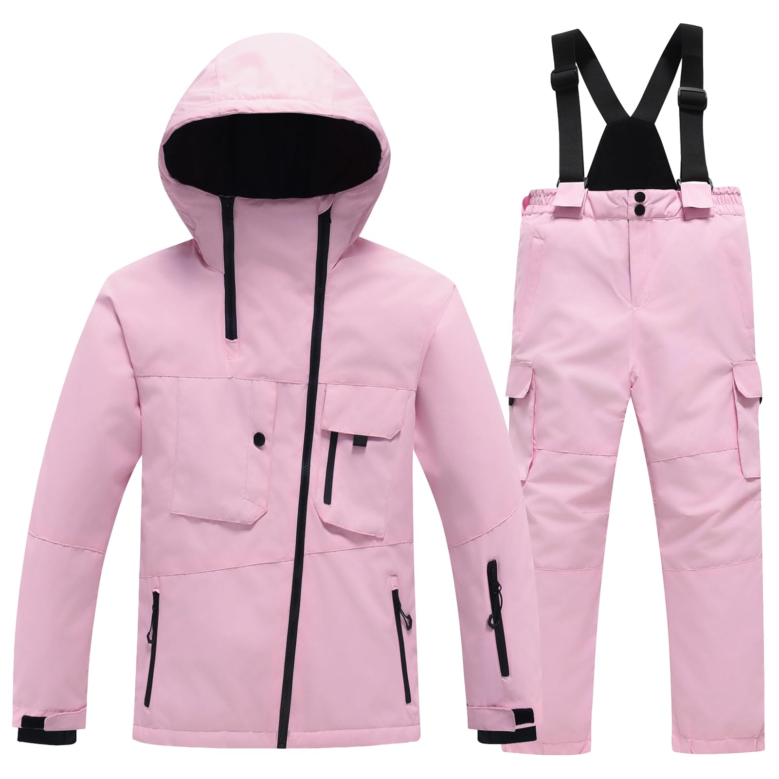 Mono de esquí para niña con capucha a prueba de viento e impermeable Trajes de nieve para niño cálido para niños y ropa de esquí