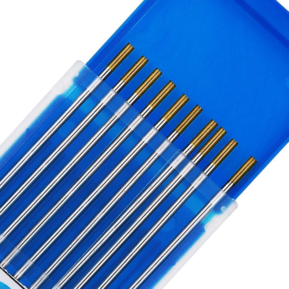 Ten-High Gold Tig Tungsten Electrodes, Lanthanum 1.5%, Wl15(Gold) Lanthanum Tungsten Electrode, 1.6Mm X175mm 10Pcs Pack.