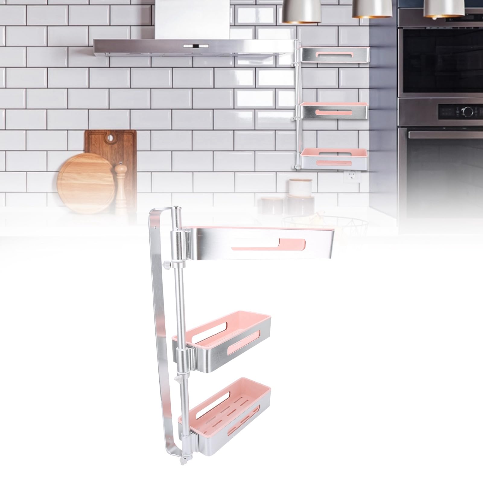 Scaffale per Spezie Girevole a 3 Livelli Montato a Parete, Scaffale per Spezie Girevole a 180 Gradi, Scaffale per Cucina, Scaffale per Spezie Multifunzione Organizzatore da Cucina per Dispensa