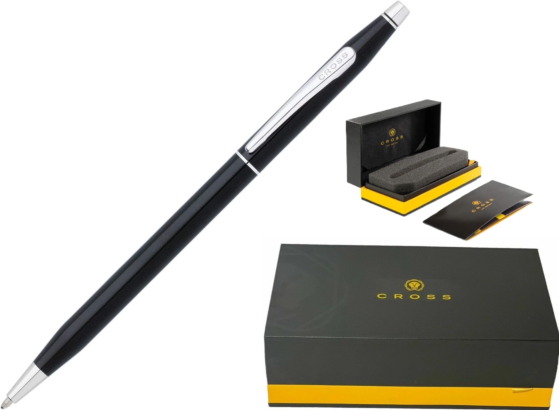 Cross Classic Century Lustrous Black Lacquer and Polished Chrome Appointments Refillable Ballpoint Pen Presented in a Luxury Gift Box