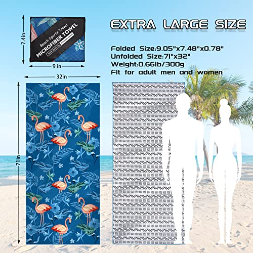 MEQUER Beach Towels for Adults Microfibre Beach Towel, 180x80cm Extra Large Quick Dry Sand Free Beach Towel - Image 2