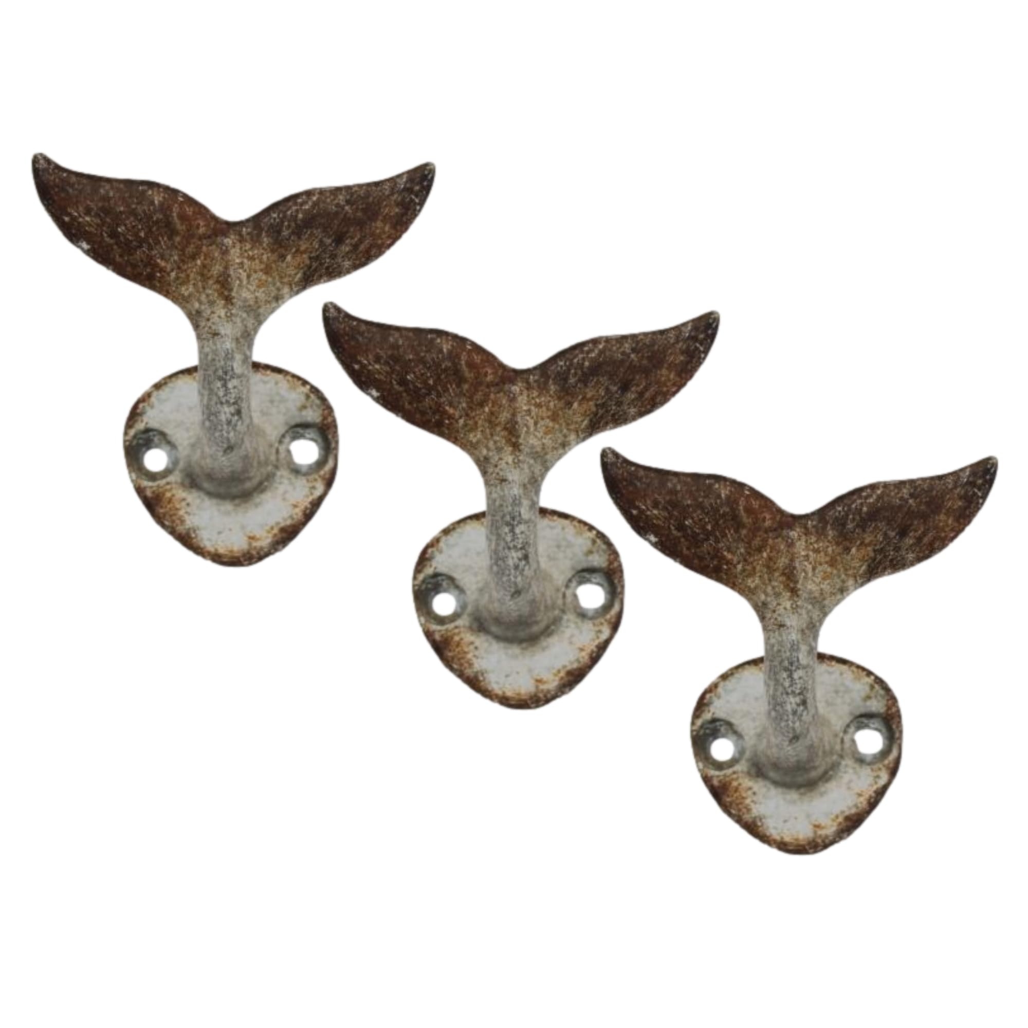 Fyne-Finds Set of 3 Metal Wall Hook Whale Nautical Fish Tail Hook Scarf Coat Keys Leads Scarf Hook Hanger Decor Gift