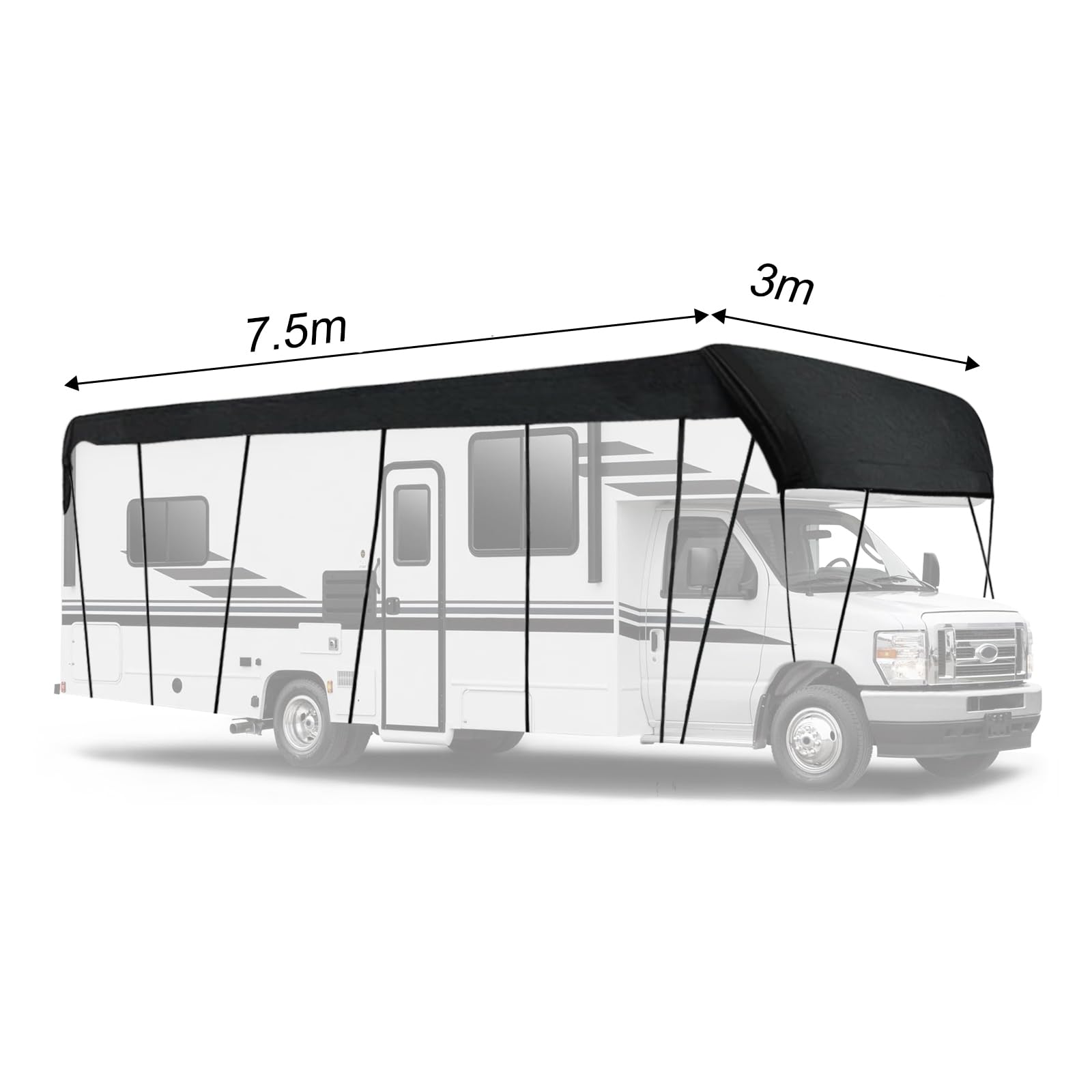 NEWFUN Telo Copri Camper, Copertura Camper, Telo Universale 210D per Caravan Universale, Protezione UV, Protezione dal Sole, Protezione Dalla Neve, Protezione dal Gelo (7,5 x 3 m)
