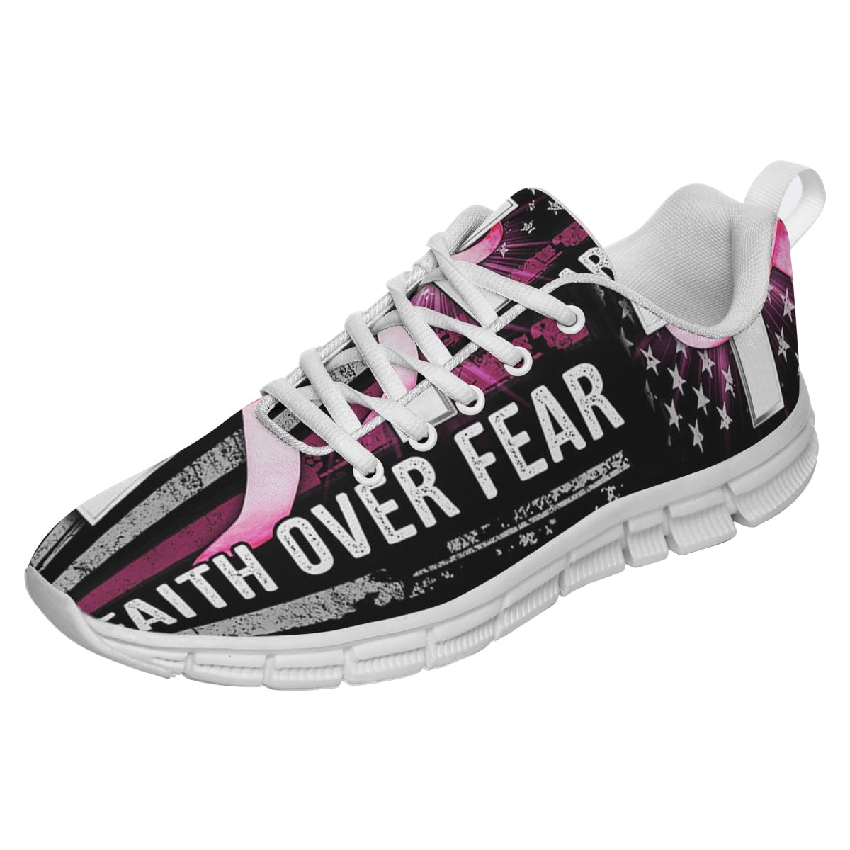 Faith Over Fear Breast Cancer Awareness Shoes for Women Men Tennis Shoes 3D Print Fashion Running Sneakers
