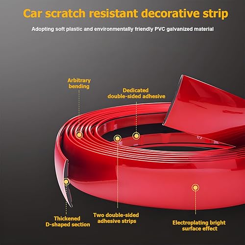 Miniatura 3 de BESULEN Adhesivo adhesivo para automóvil, 16 pies, protector de labios de borde exterior lateral de PVC, autoadhesivo para exterior e interior del